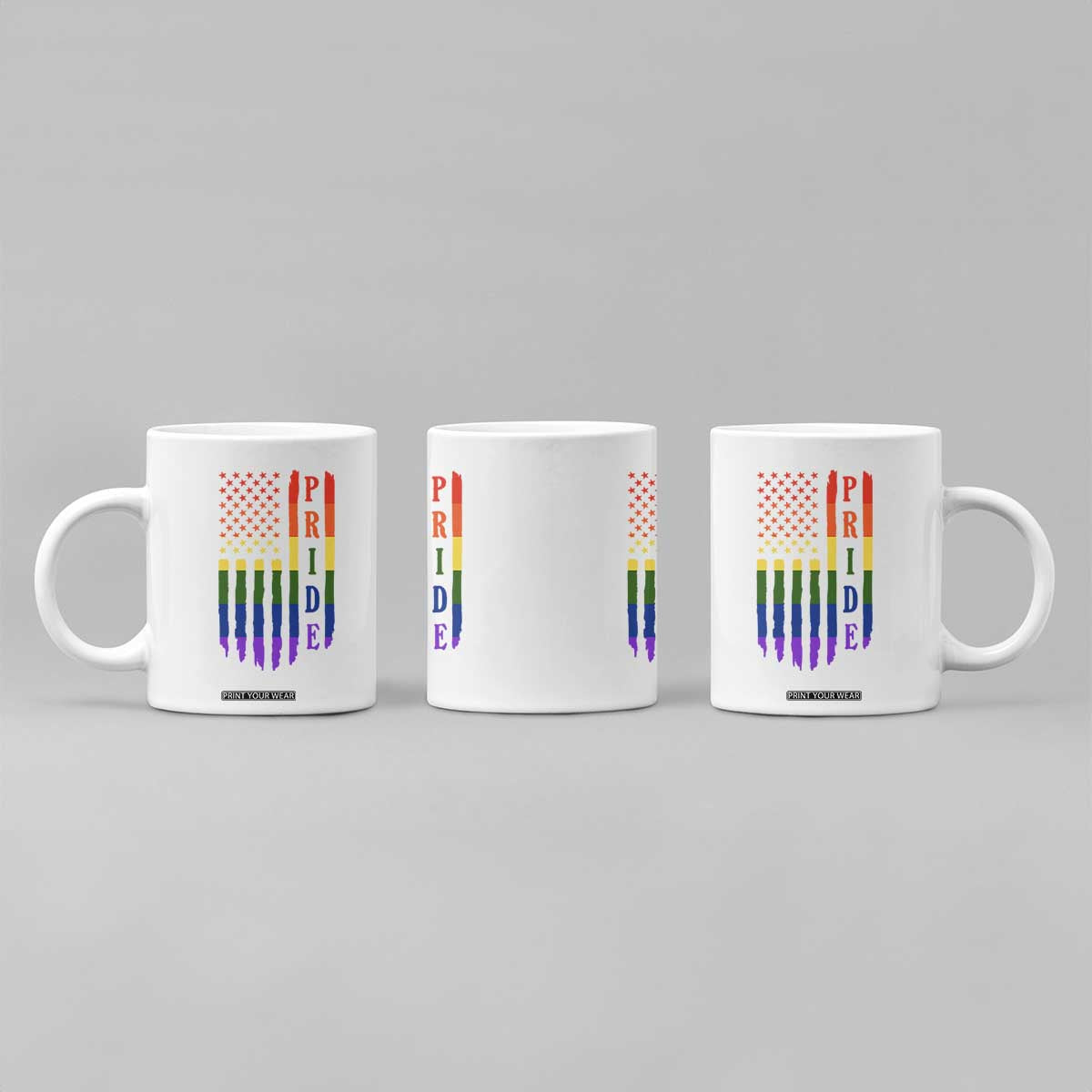 Pride Month Rainbow Flag Graphic Coffee Mug Lesbian Gay LGBT America Flag TS12 Print Your Wear