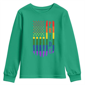 Pride Month Rainbow Flag Graphic Youth Sweatshirt Lesbian Gay LGBT America Flag TS12 Irish Green Print Your Wear
