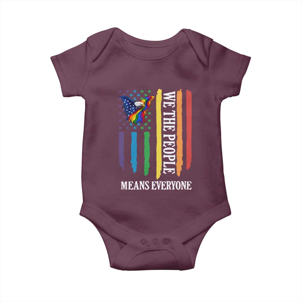 Patriotic Rainbow Pride American Eagle Baby Onesie We The People LGBT Pride TS12 Maroon Print Your Wear