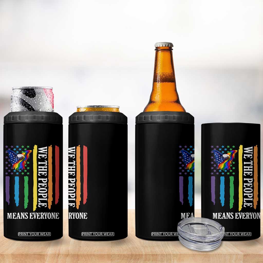 Patriotic Rainbow Pride American Eagle 4 in 1 Can Cooler Tumbler We The People LGBT Pride TS12 Print Your Wear