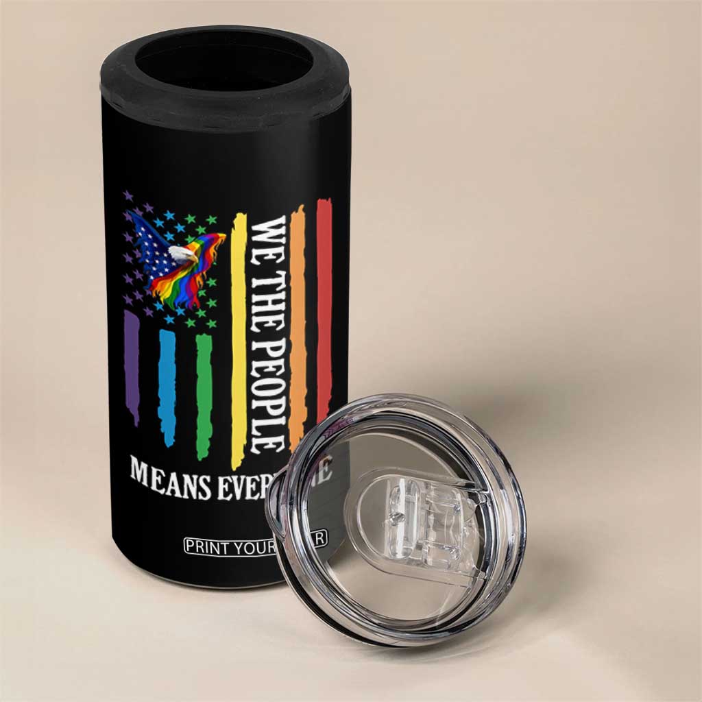 Patriotic Rainbow Pride American Eagle 4 in 1 Can Cooler Tumbler We The People LGBT Pride TS12 Print Your Wear