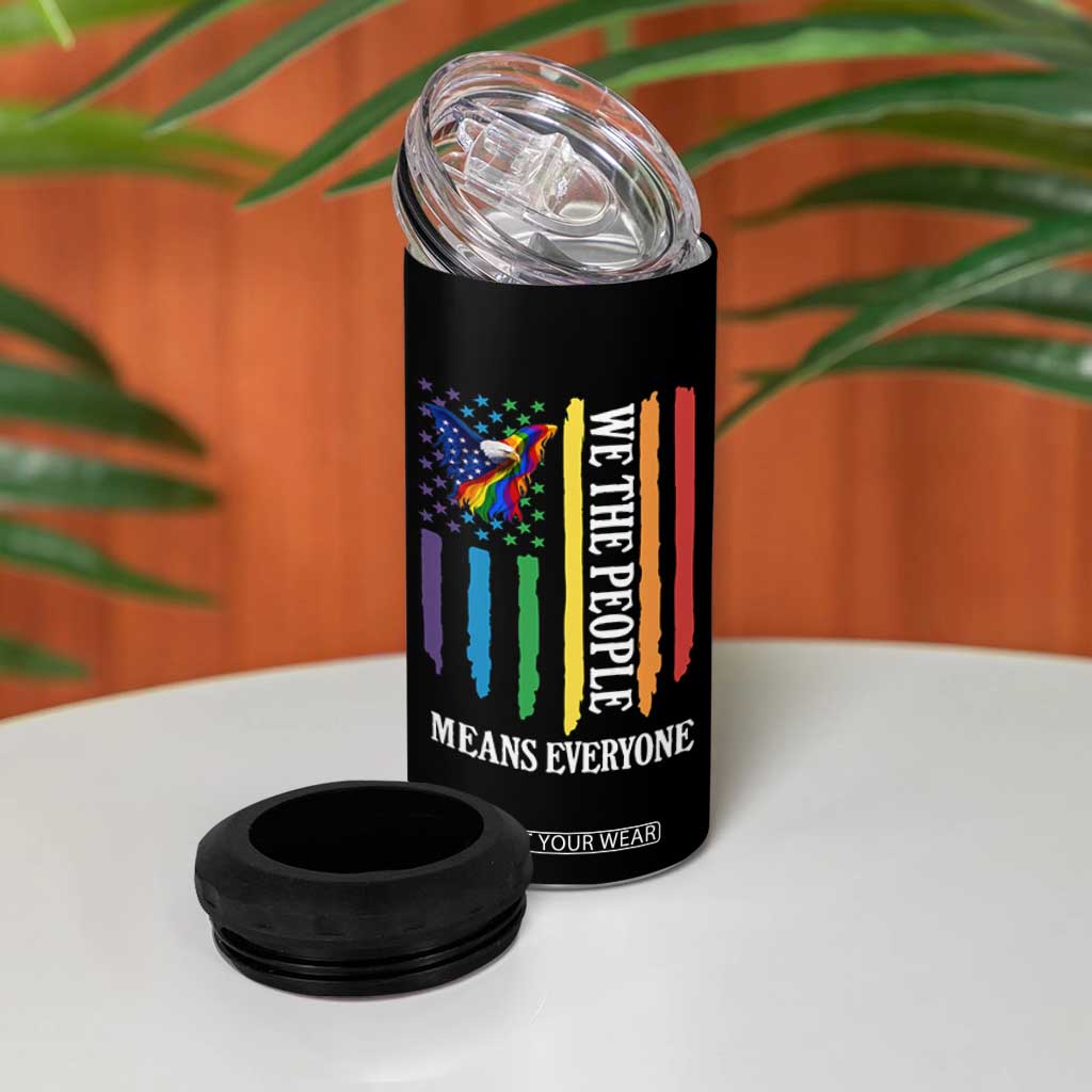 Patriotic Rainbow Pride American Eagle 4 in 1 Can Cooler Tumbler We The People LGBT Pride TS12 Print Your Wear