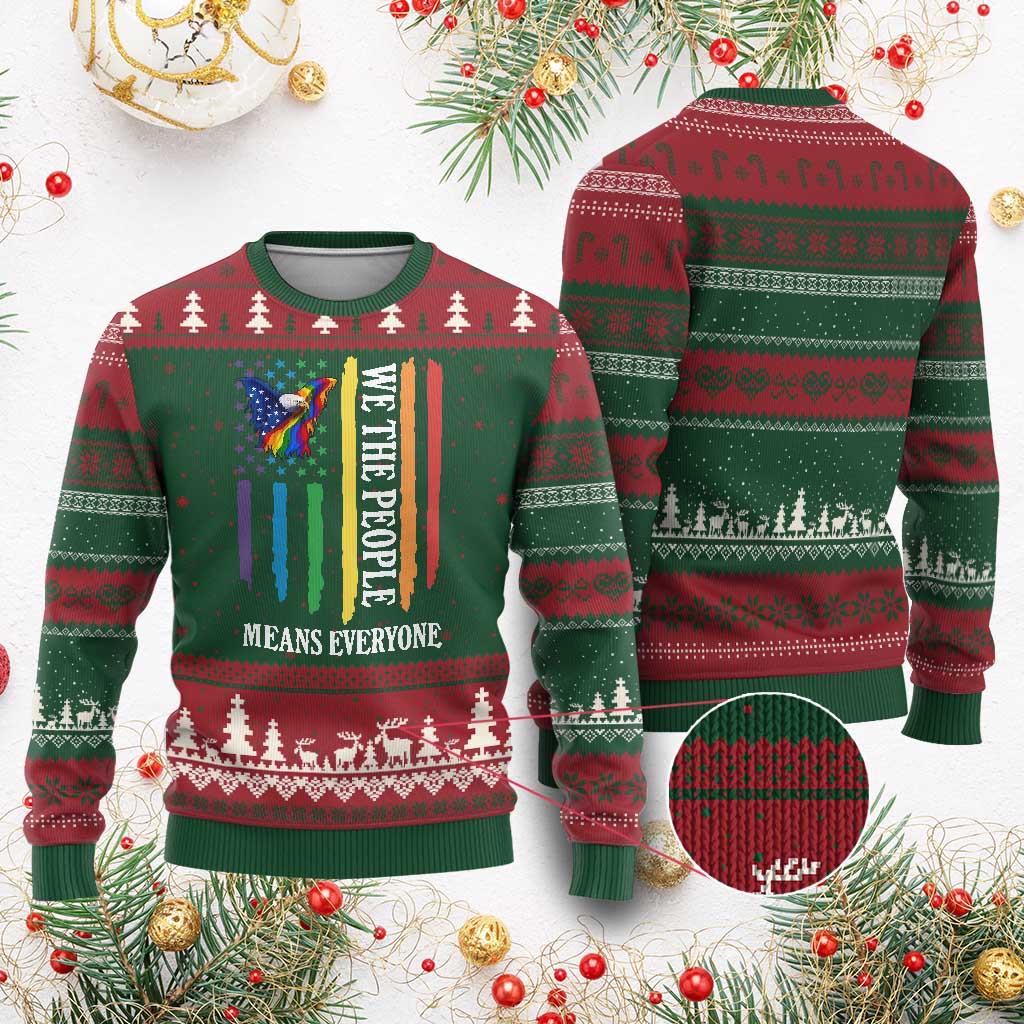 Patriotic Rainbow Pride American Eagle Ugly Christmas Sweater We The People LGBT Pride TS12 Red Green Print Your Wear