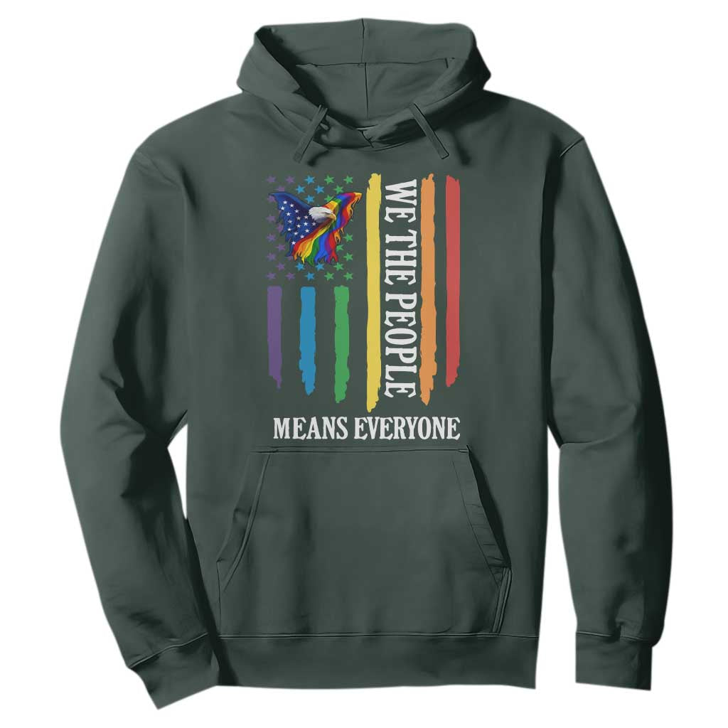 Patriotic Rainbow Pride American Eagle Hoodie We The People LGBT Pride TS12 Dark Forest Green Print Your Wear