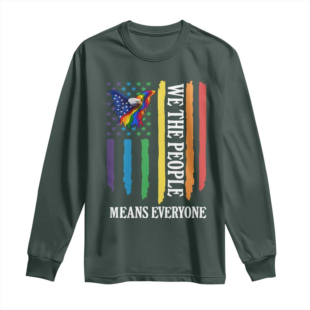Patriotic Rainbow Pride American Eagle Long Sleeve Shirt We The People LGBT Pride TS12 Dark Forest Green Print Your Wear