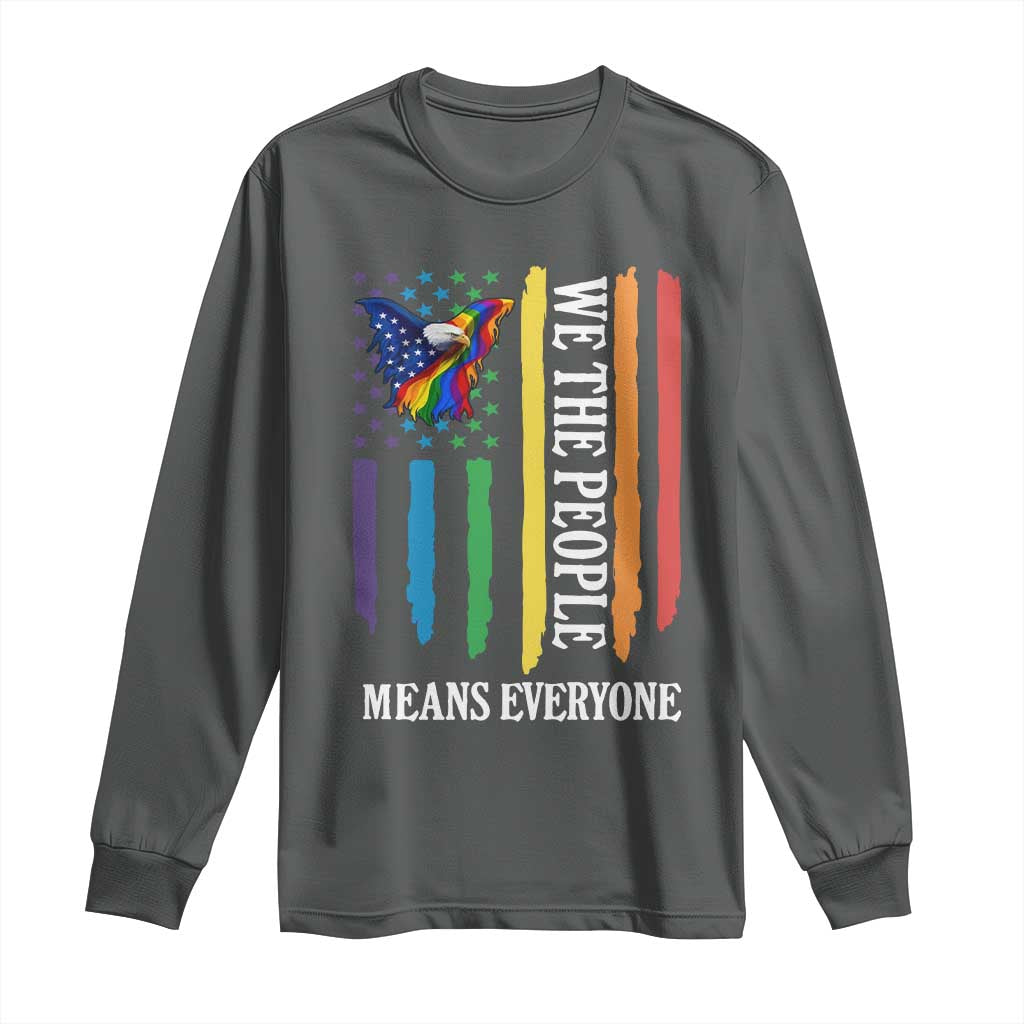 Patriotic Rainbow Pride American Eagle Long Sleeve Shirt We The People LGBT Pride TS12 Dark Heather Print Your Wear