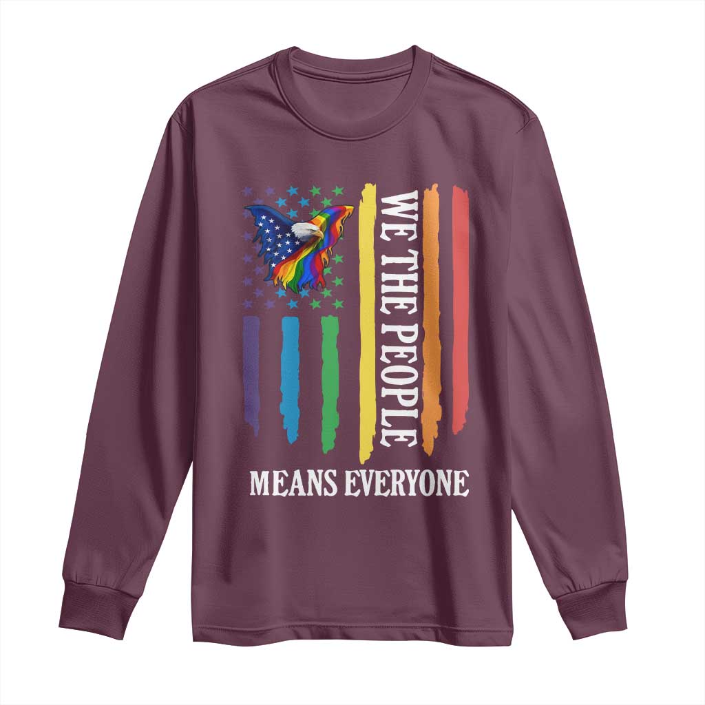 Patriotic Rainbow Pride American Eagle Long Sleeve Shirt We The People LGBT Pride TS12 Maroon Print Your Wear