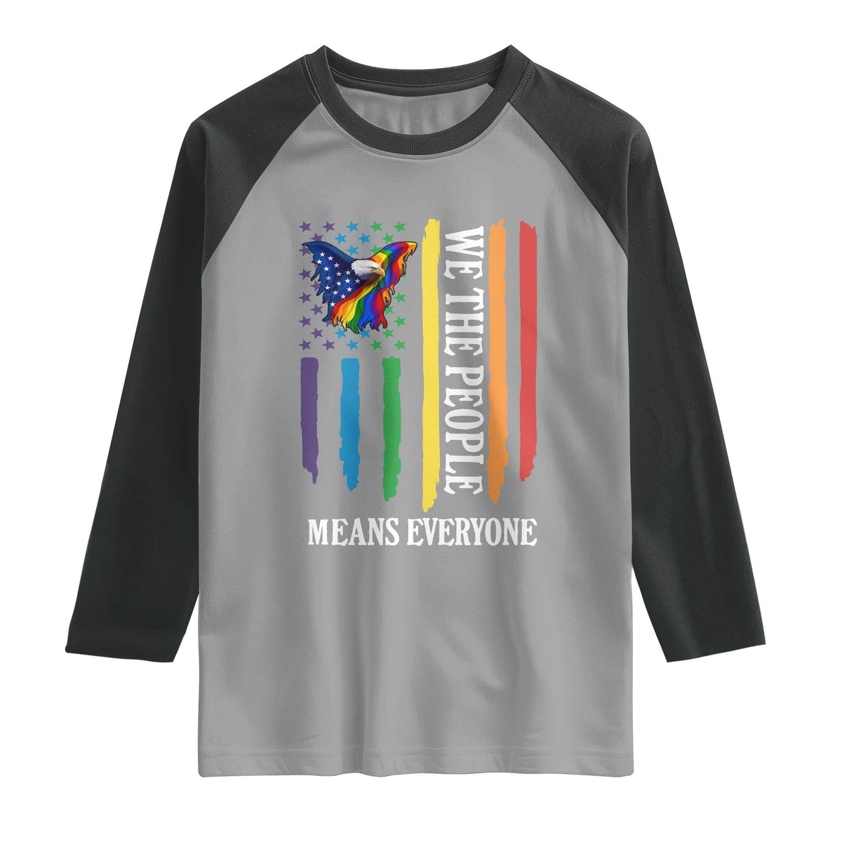 Patriotic Rainbow Pride American Eagle Raglan Shirt We The People LGBT Pride TS12 Sport Gray Black Print Your Wear