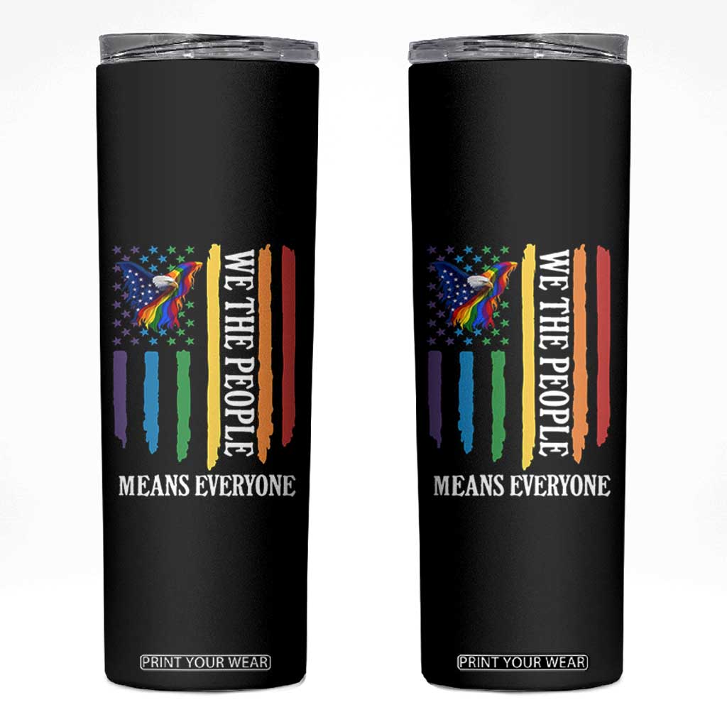 Patriotic Rainbow Pride American Eagle Skinny Tumbler We The People LGBT Pride TS12 Black Print Your Wear