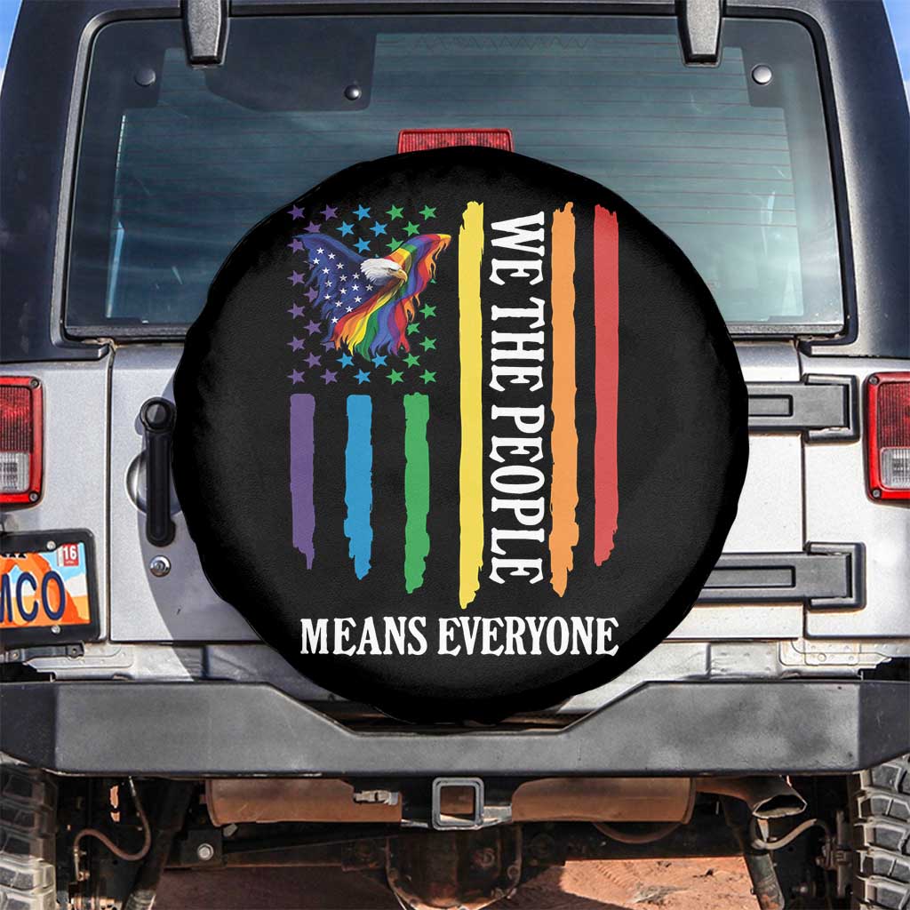 Patriotic Rainbow Pride American Eagle Spare Tire Cover We The People LGBT Pride TS12 No hole Black Print Your Wear