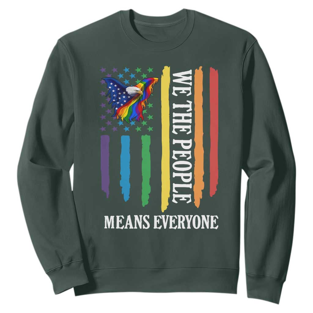 Patriotic Rainbow Pride American Eagle Sweatshirt We The People LGBT Pride TS12 Dark Forest Green Print Your Wear