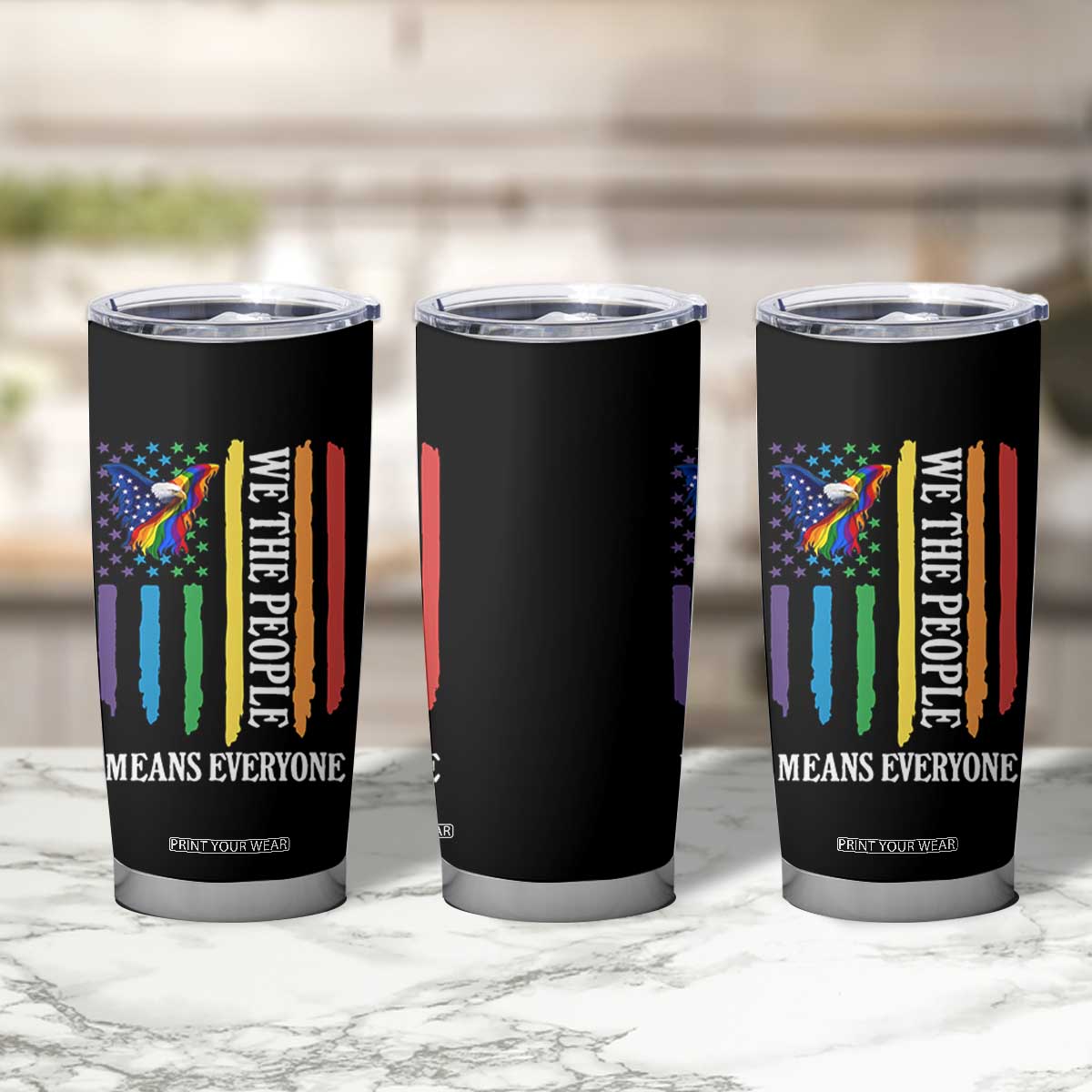 Patriotic Rainbow Pride American Eagle Tumbler Cup We The People LGBT Pride TS12 Print Your Wear