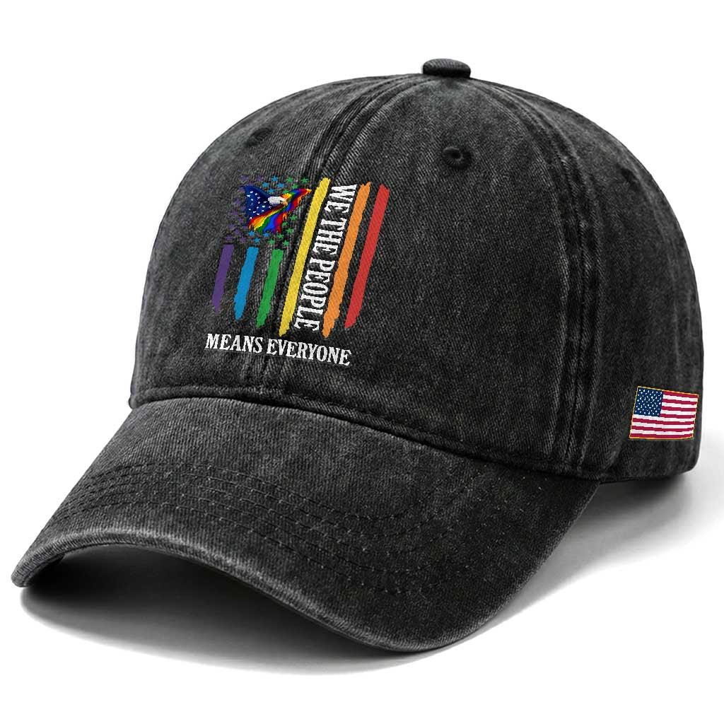 Patriotic Rainbow Pride American Eagle Washed Cotton Baseball Cap We The People LGBT Pride TS12 Print Your Wear