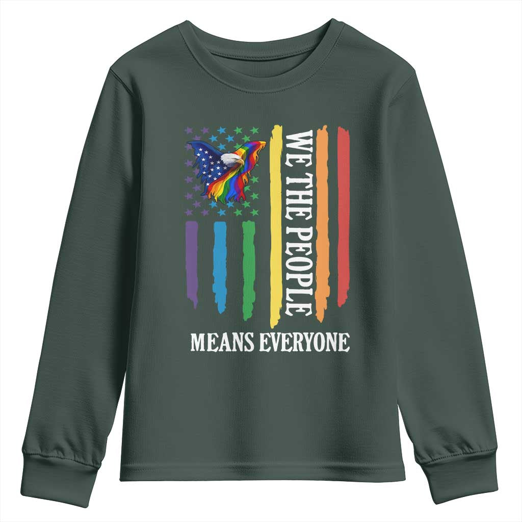 Patriotic Rainbow Pride American Eagle Youth Sweatshirt We The People LGBT Pride TS12 Dark Forest Green Print Your Wear