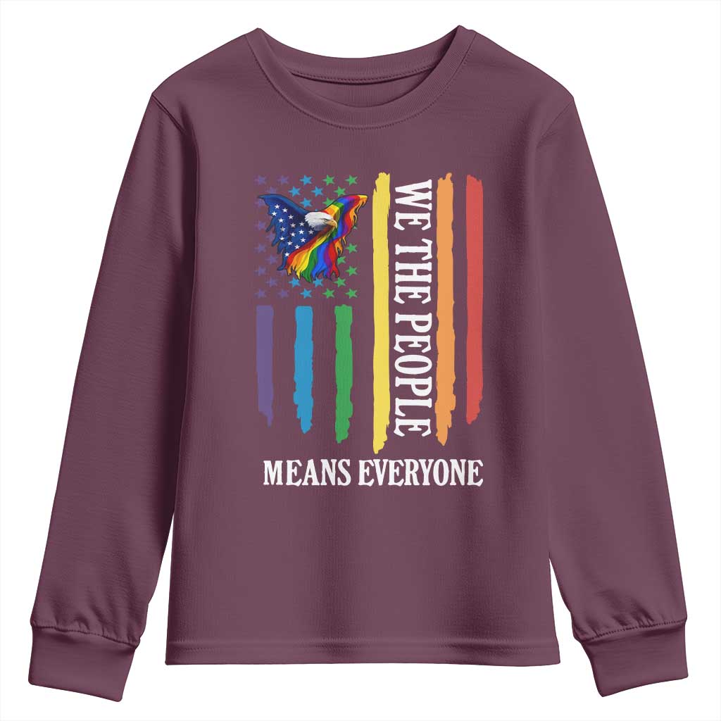 Patriotic Rainbow Pride American Eagle Youth Sweatshirt We The People LGBT Pride TS12 Maroon Print Your Wear