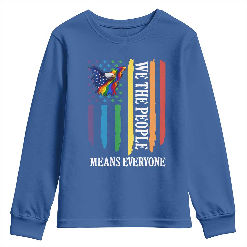 Patriotic Rainbow Pride American Eagle Youth Sweatshirt We The People LGBT Pride TS12 Royal Blue Print Your Wear