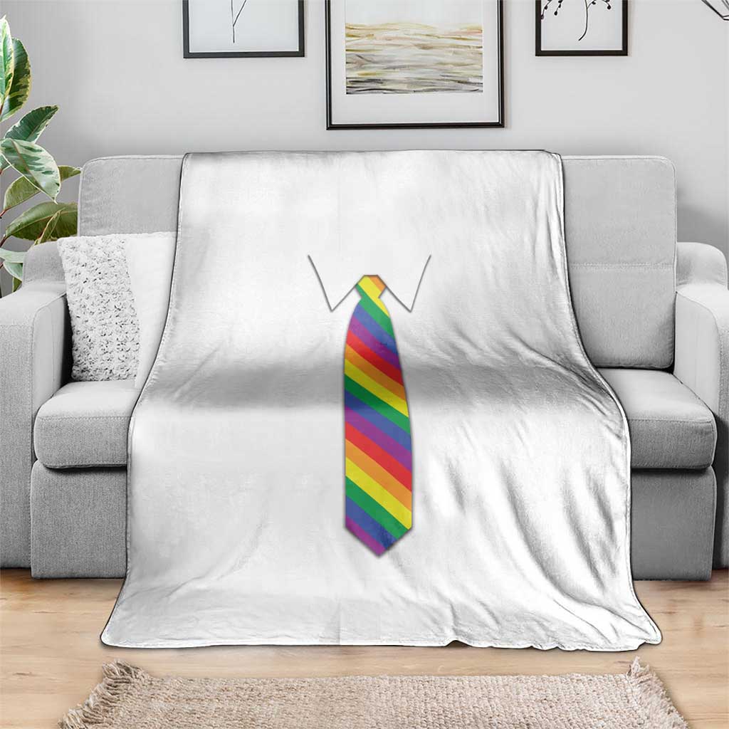 Funny Rainbow Striped Necktie Throw Blanket LGBT Pride Support Graphic TS12 Print Your Wear