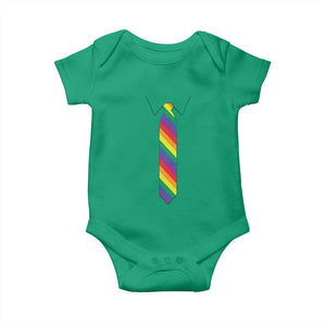 Funny Rainbow Striped Necktie Baby Onesie LGBT Pride Support Graphic TS12 Irish Green Print Your Wear