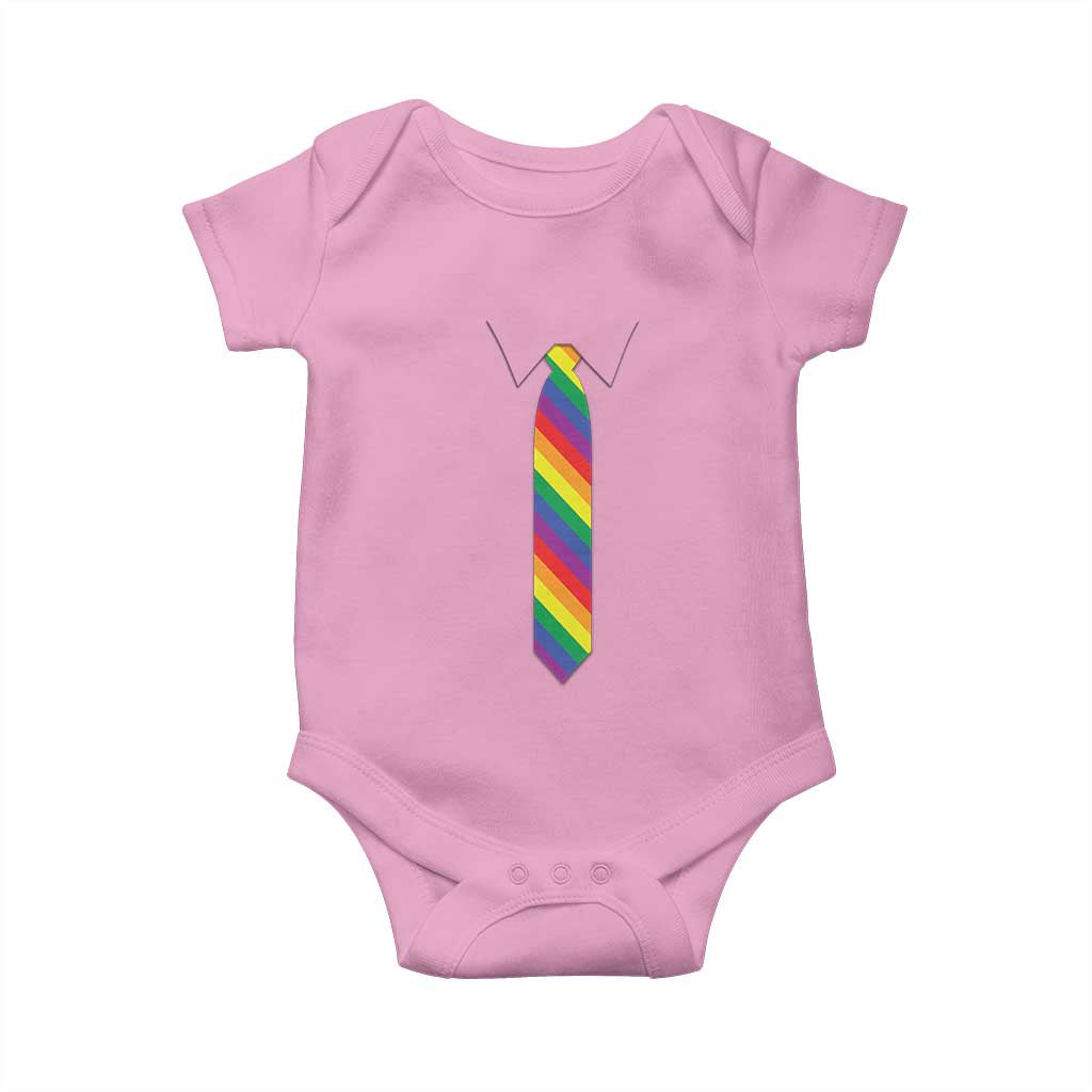 Funny Rainbow Striped Necktie Baby Onesie LGBT Pride Support Graphic TS12 Light Pink Print Your Wear