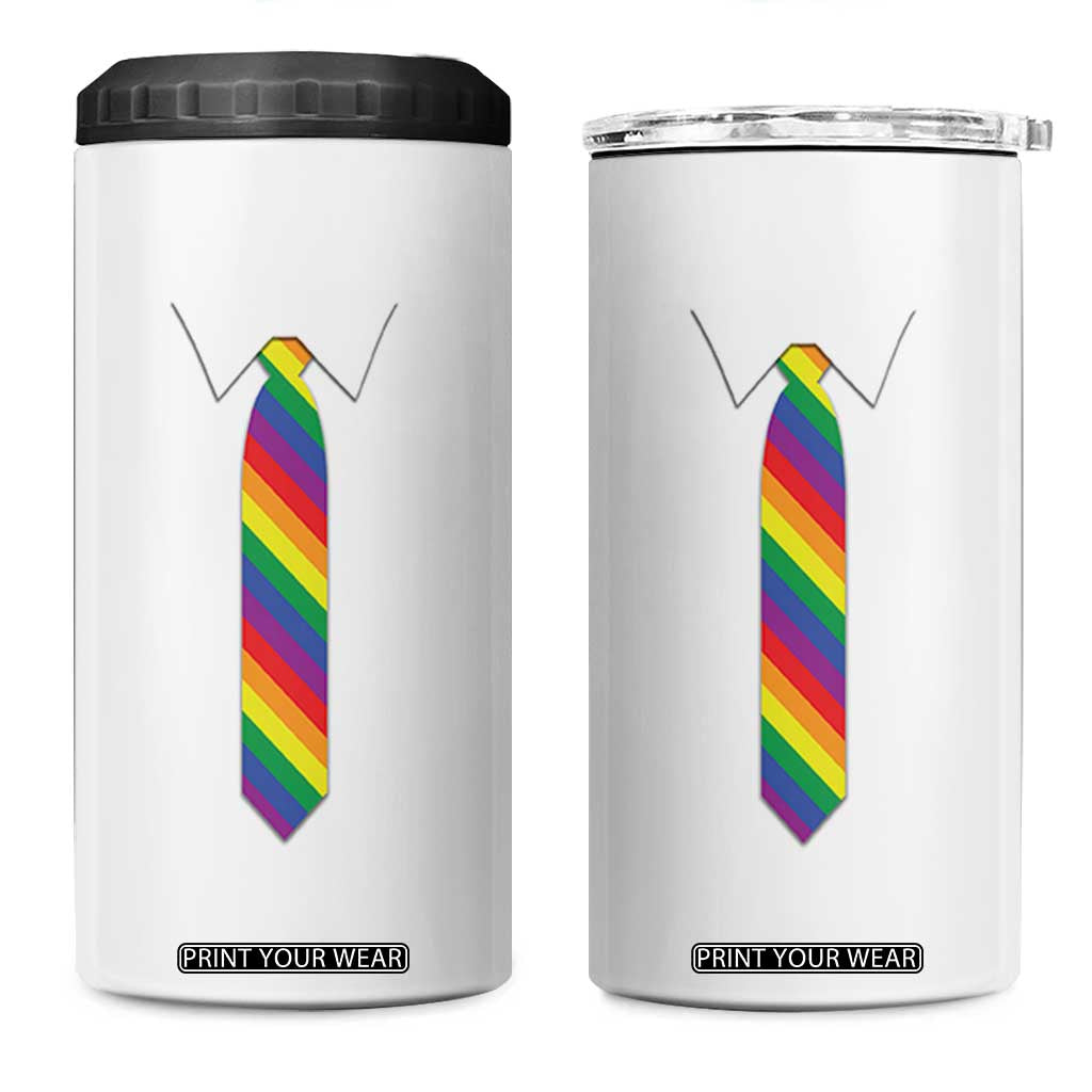 Funny Rainbow Striped Necktie 4 in 1 Can Cooler Tumbler LGBT Pride Support Graphic TS12 One Size: 16 oz White Print Your Wear