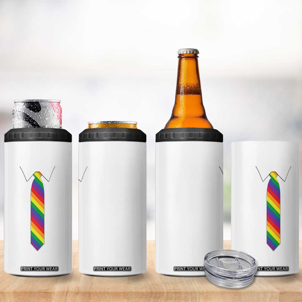 Funny Rainbow Striped Necktie 4 in 1 Can Cooler Tumbler LGBT Pride Support Graphic TS12 Print Your Wear