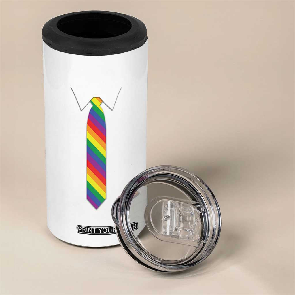 Funny Rainbow Striped Necktie 4 in 1 Can Cooler Tumbler LGBT Pride Support Graphic TS12 Print Your Wear