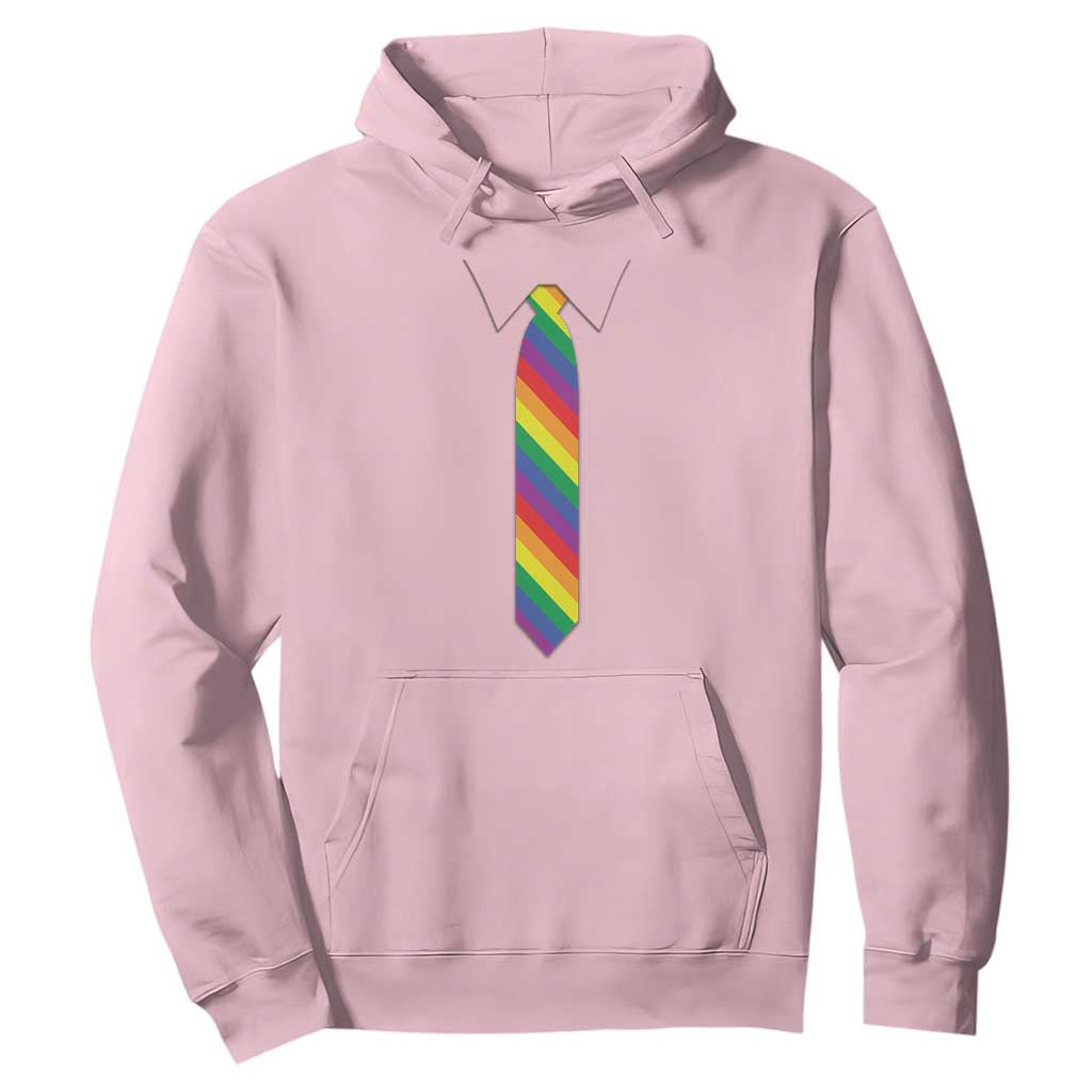 Funny Rainbow Striped Necktie Hoodie LGBT Pride Support Graphic TS12 Light Pink Print Your Wear