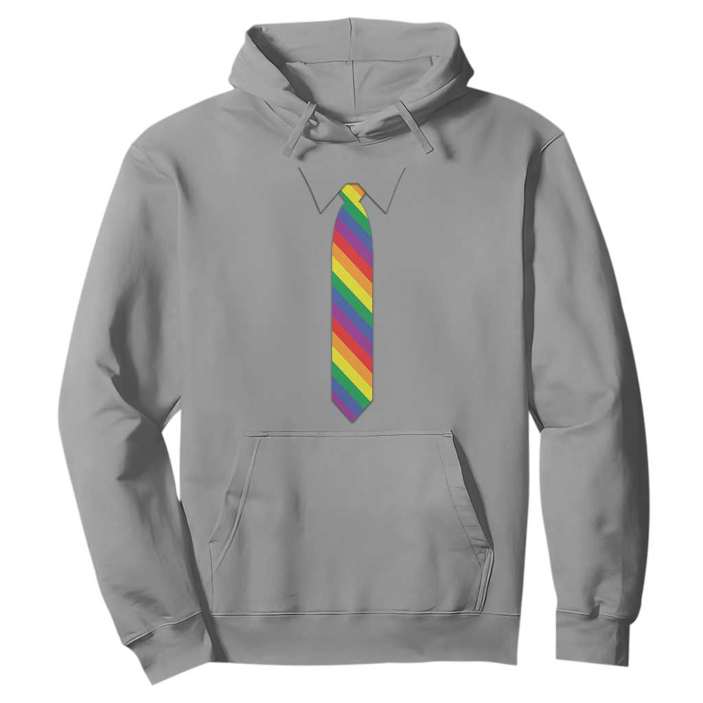 Funny Rainbow Striped Necktie Hoodie LGBT Pride Support Graphic TS12 Sport Gray Print Your Wear