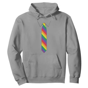 Funny Rainbow Striped Necktie Hoodie LGBT Pride Support Graphic TS12 Sport Gray Print Your Wear