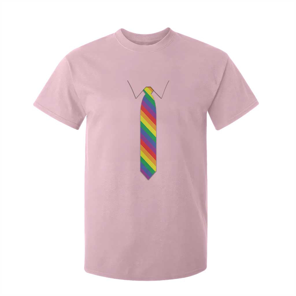 Funny Rainbow Striped Necktie T Shirt For Kid LGBT Pride Support Graphic TS12 Light Pink Print Your Wear
