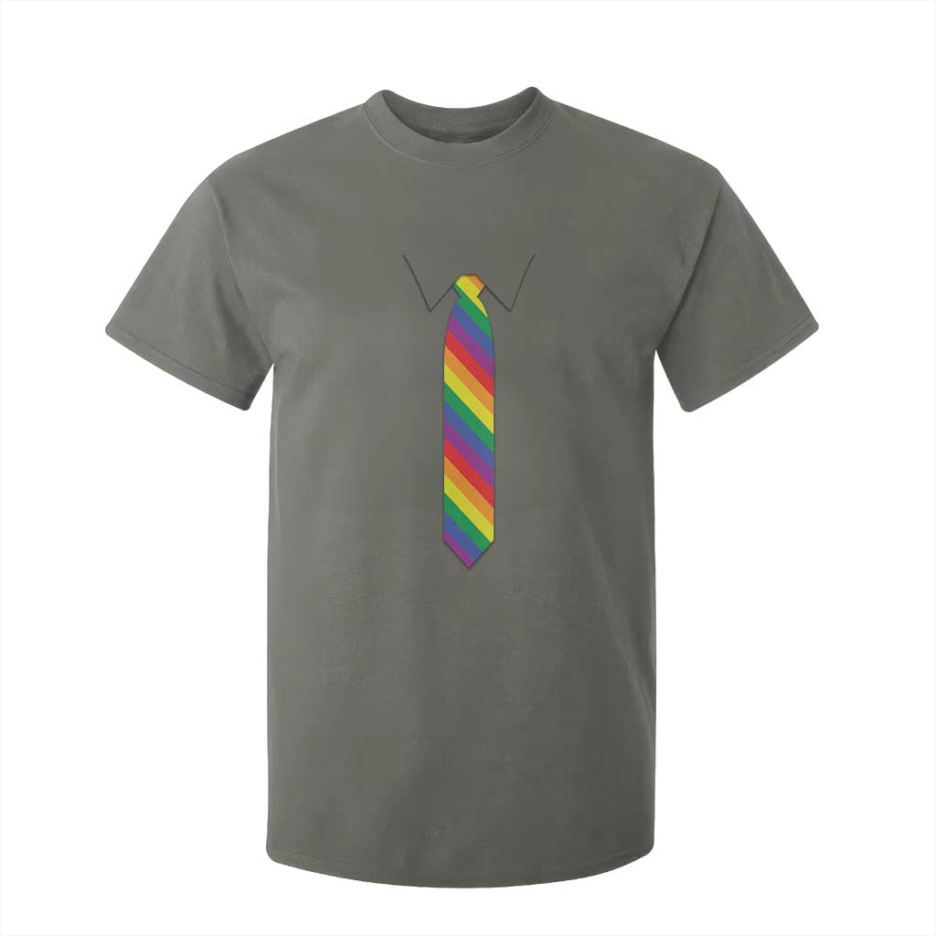 Funny Rainbow Striped Necktie T Shirt For Kid LGBT Pride Support Graphic TS12 Military Green Print Your Wear