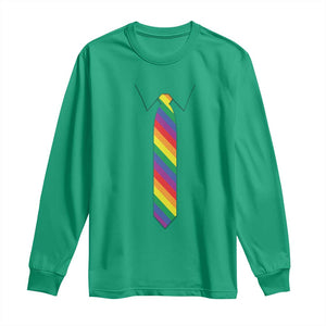Funny Rainbow Striped Necktie Long Sleeve Shirt LGBT Pride Support Graphic TS12 Irish Green Print Your Wear