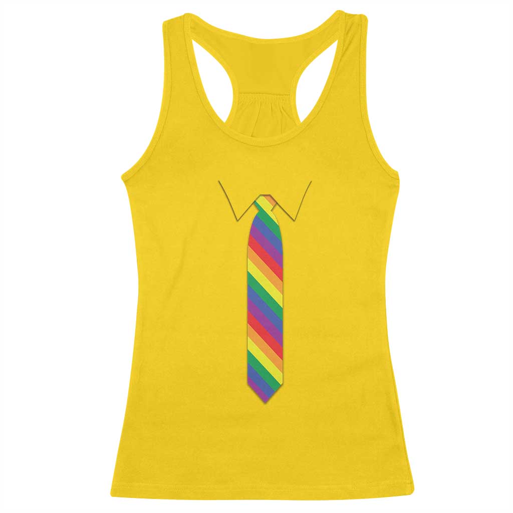 Funny Rainbow Striped Necktie Racerback Tank Top LGBT Pride Support Graphic TS12 Daisy Print Your Wear