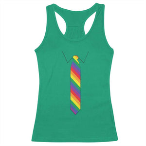 Funny Rainbow Striped Necktie Racerback Tank Top LGBT Pride Support Graphic TS12 Irish Green Print Your Wear