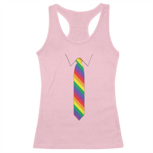 Funny Rainbow Striped Necktie Racerback Tank Top LGBT Pride Support Graphic TS12 Light Pink Print Your Wear