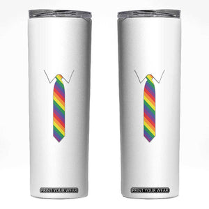 Funny Rainbow Striped Necktie Skinny Tumbler LGBT Pride Support Graphic