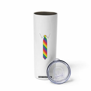Funny Rainbow Striped Necktie Skinny Tumbler LGBT Pride Support Graphic