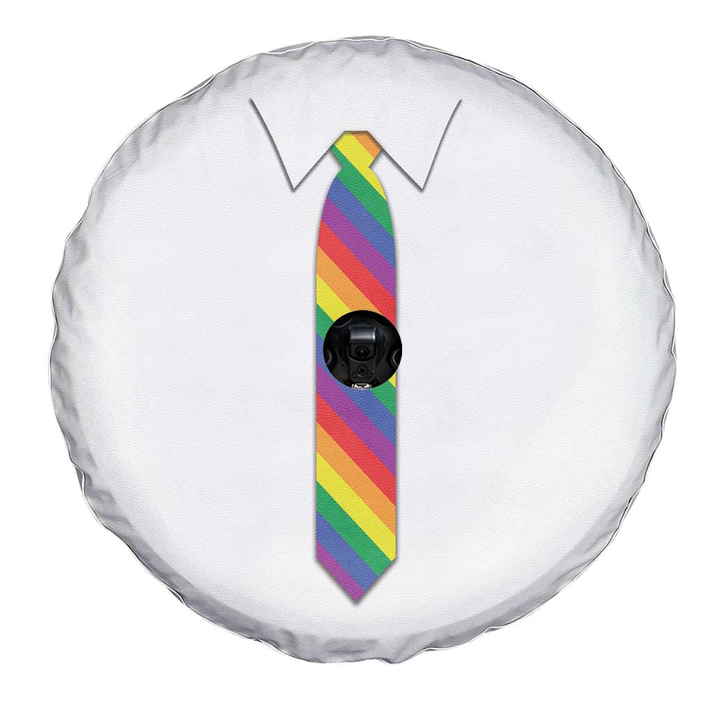 Funny Rainbow Striped Necktie Spare Tire Cover LGBT Pride Support Graphic TS12 Print Your Wear