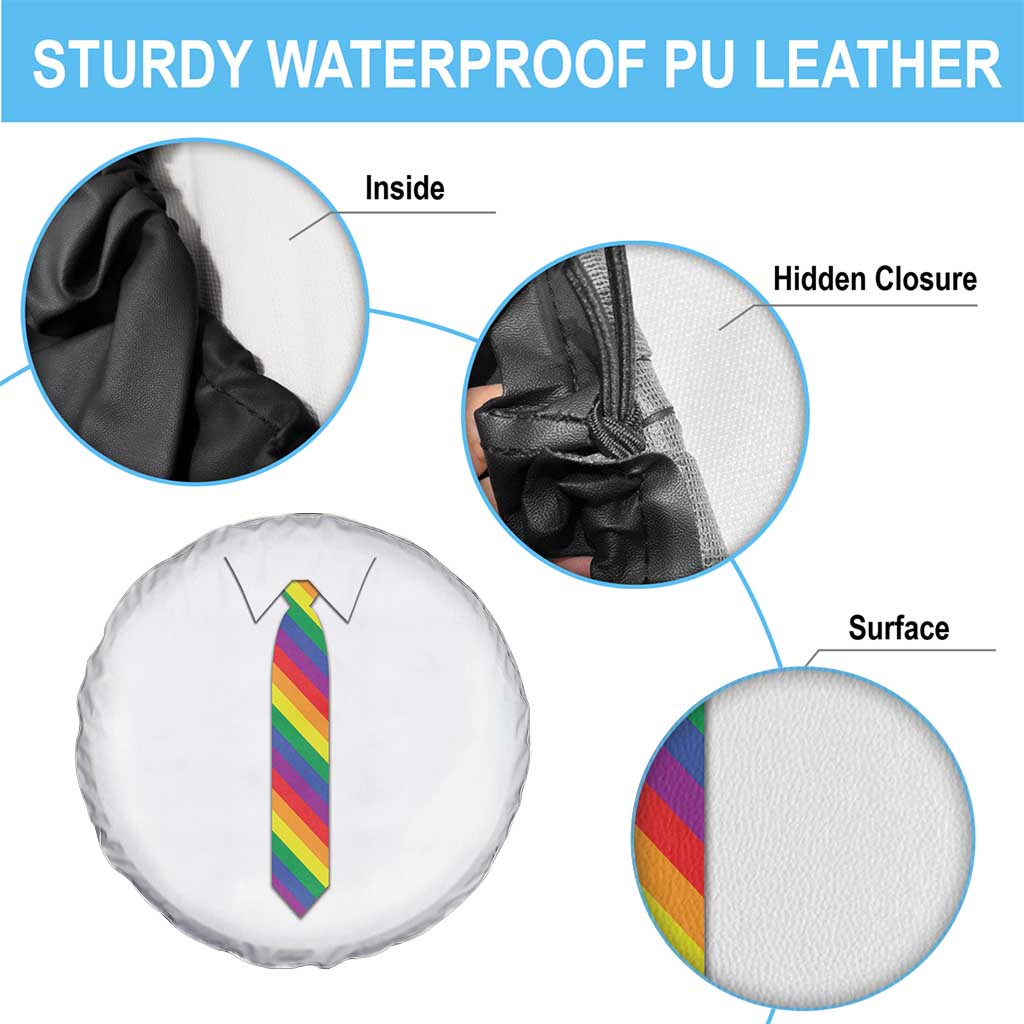 Funny Rainbow Striped Necktie Spare Tire Cover LGBT Pride Support Graphic TS12 Print Your Wear