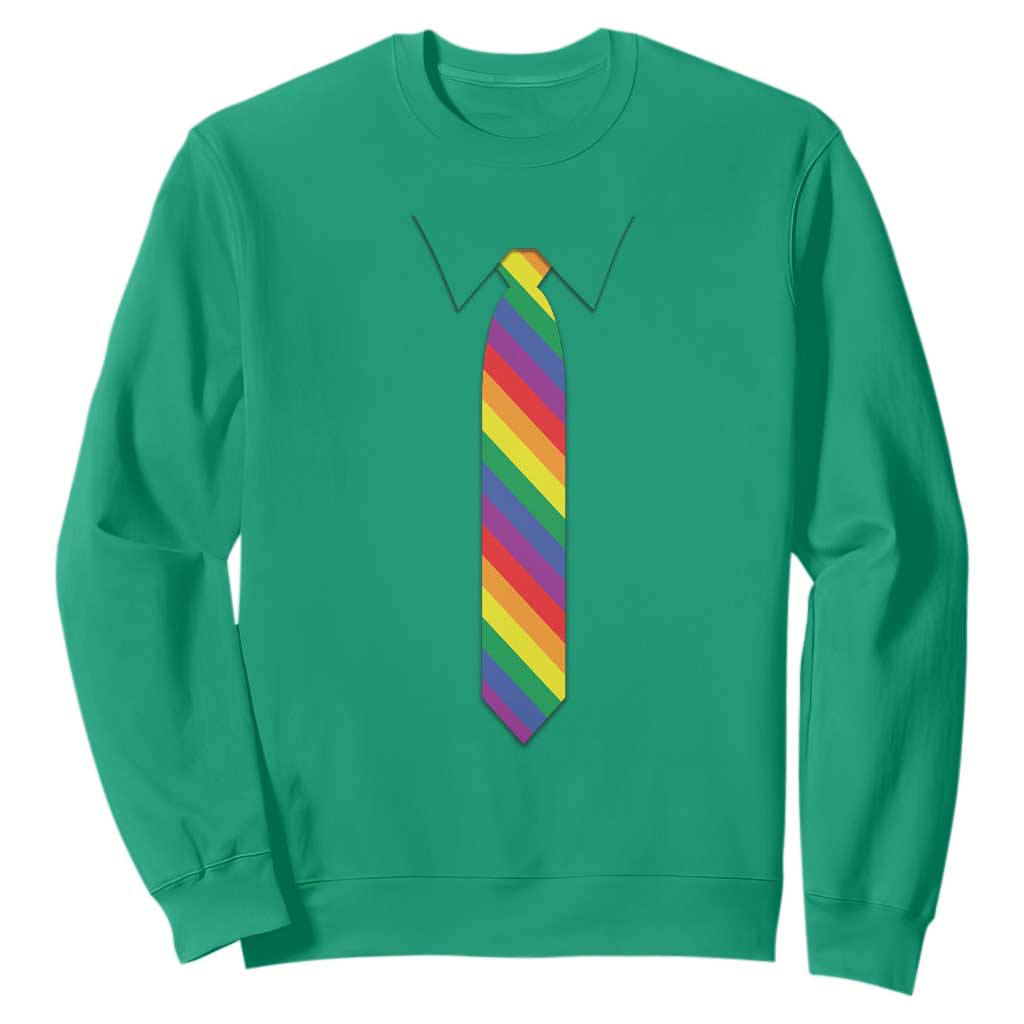 Funny Rainbow Striped Necktie Sweatshirt LGBT Pride Support Graphic TS12 Irish Green Print Your Wear