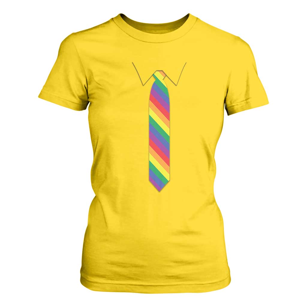Funny Rainbow Striped Necktie T Shirt For Women LGBT Pride Support Graphic TS12 Daisy Print Your Wear