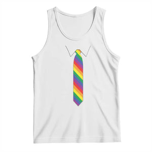 Funny Rainbow Striped Necktie Tank Top LGBT Pride Support Graphic TS12 White Print Your Wear