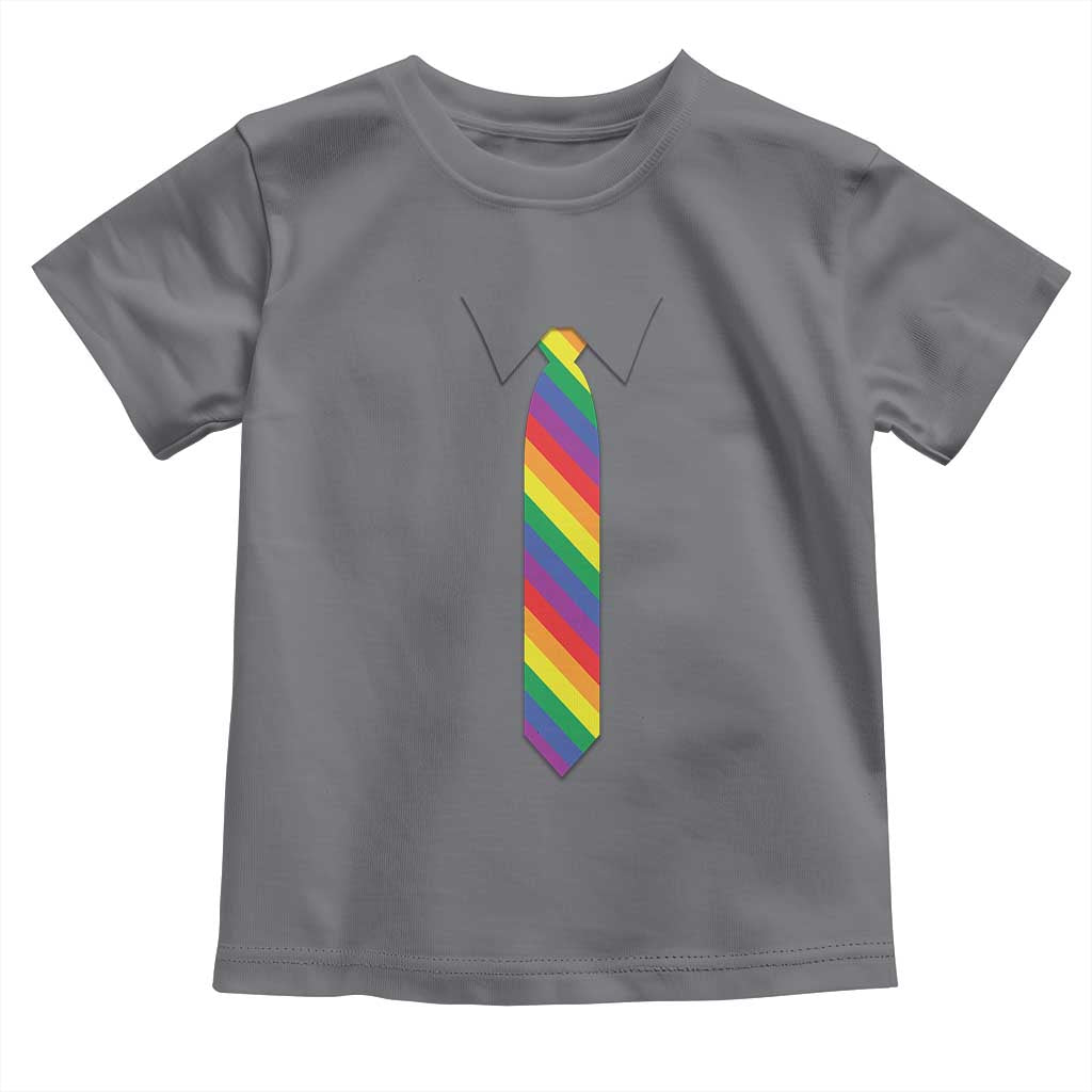 Funny Rainbow Striped Necktie Toddler T Shirt LGBT Pride Support Graphic TS12 Charcoal Print Your Wear