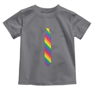 Funny Rainbow Striped Necktie Toddler T Shirt LGBT Pride Support Graphic TS12 Charcoal Print Your Wear