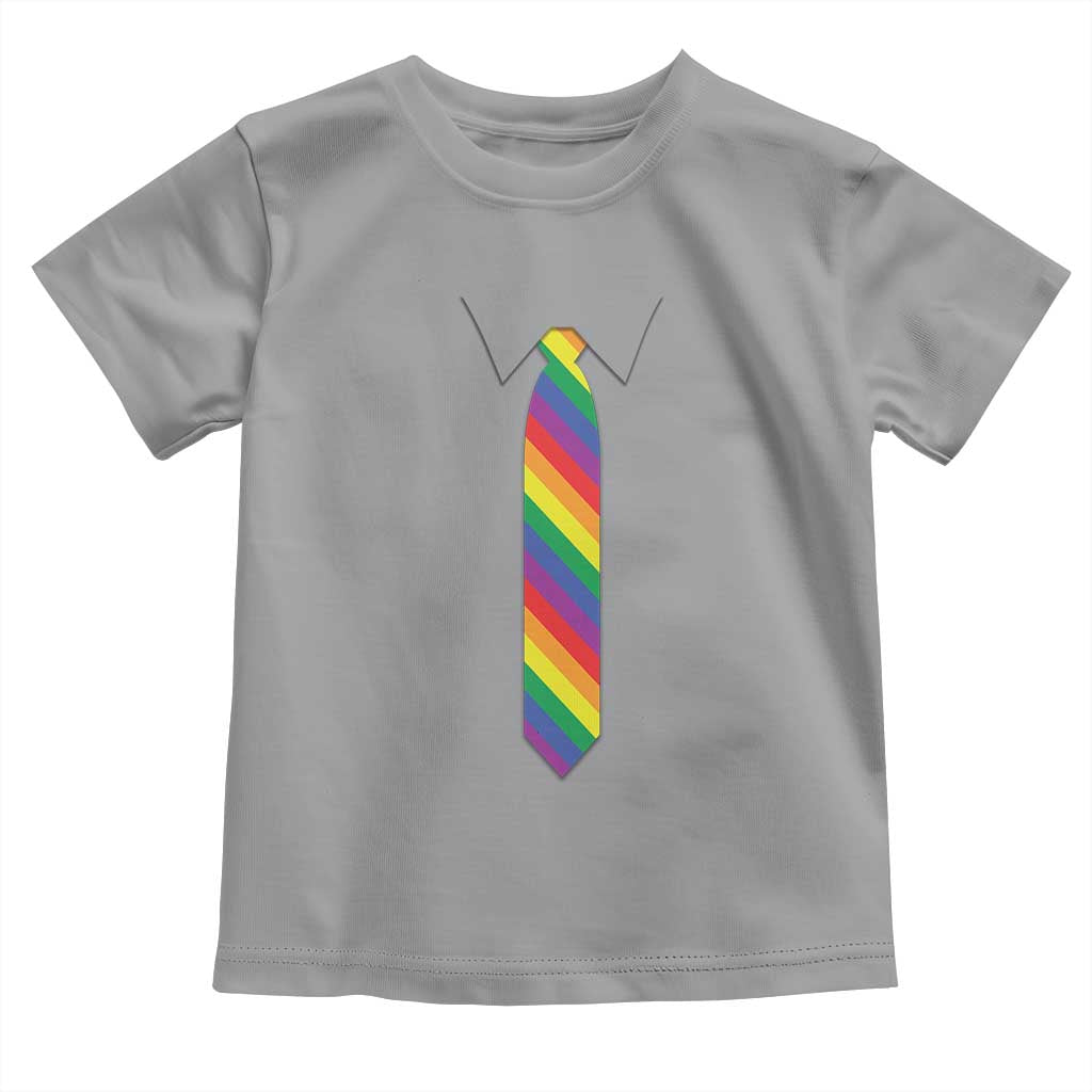 Funny Rainbow Striped Necktie Toddler T Shirt LGBT Pride Support Graphic TS12 Sport Gray Print Your Wear