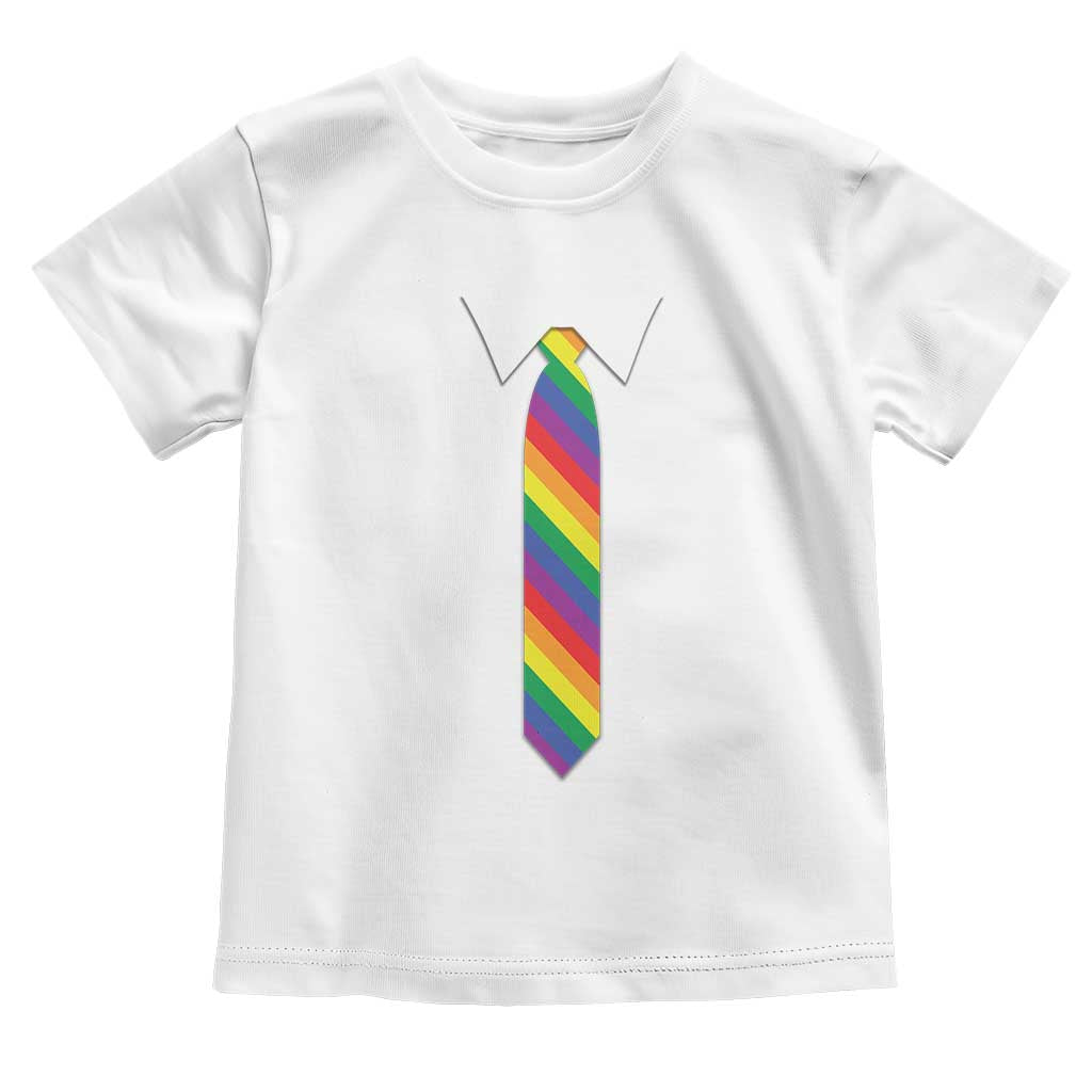 Funny Rainbow Striped Necktie Toddler T Shirt LGBT Pride Support Graphic TS12 White Print Your Wear