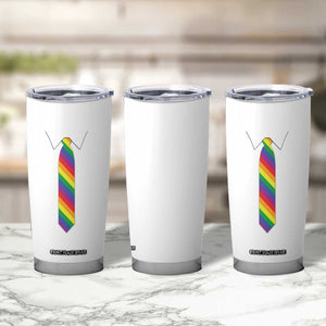 Funny Rainbow Striped Necktie Tumbler Cup LGBT Pride Support Graphic TS12 Print Your Wear