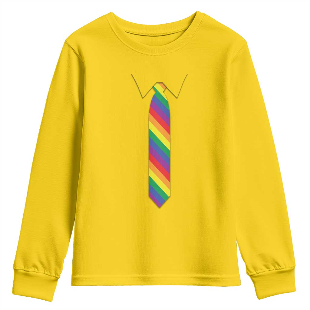 Funny Rainbow Striped Necktie Youth Sweatshirt LGBT Pride Support Graphic TS12 Daisy Print Your Wear