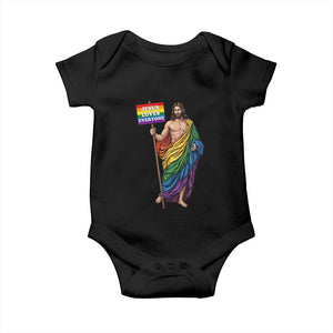 Christian LGBTQ Support Baby Onesie Jesus Loves Everyone TS12 Black Print Your Wear