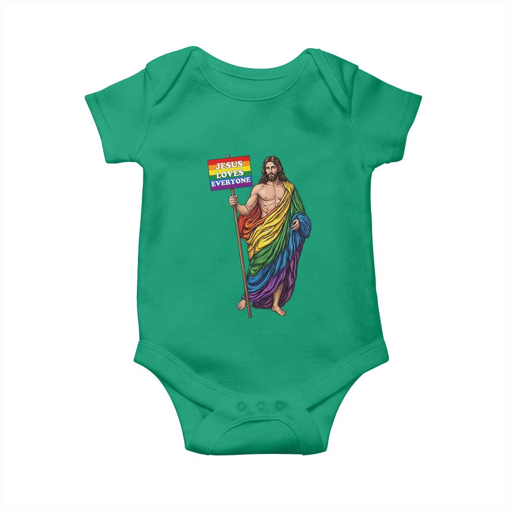 Christian LGBTQ Support Baby Onesie Jesus Loves Everyone TS12 Irish Green Print Your Wear